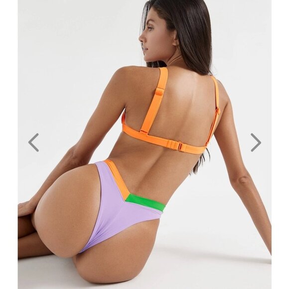 NWT OneOne Swimwear Bikini SET Wellfleet Purple Green Orange Lilac Kameron Jesse - Picture 7 of 13